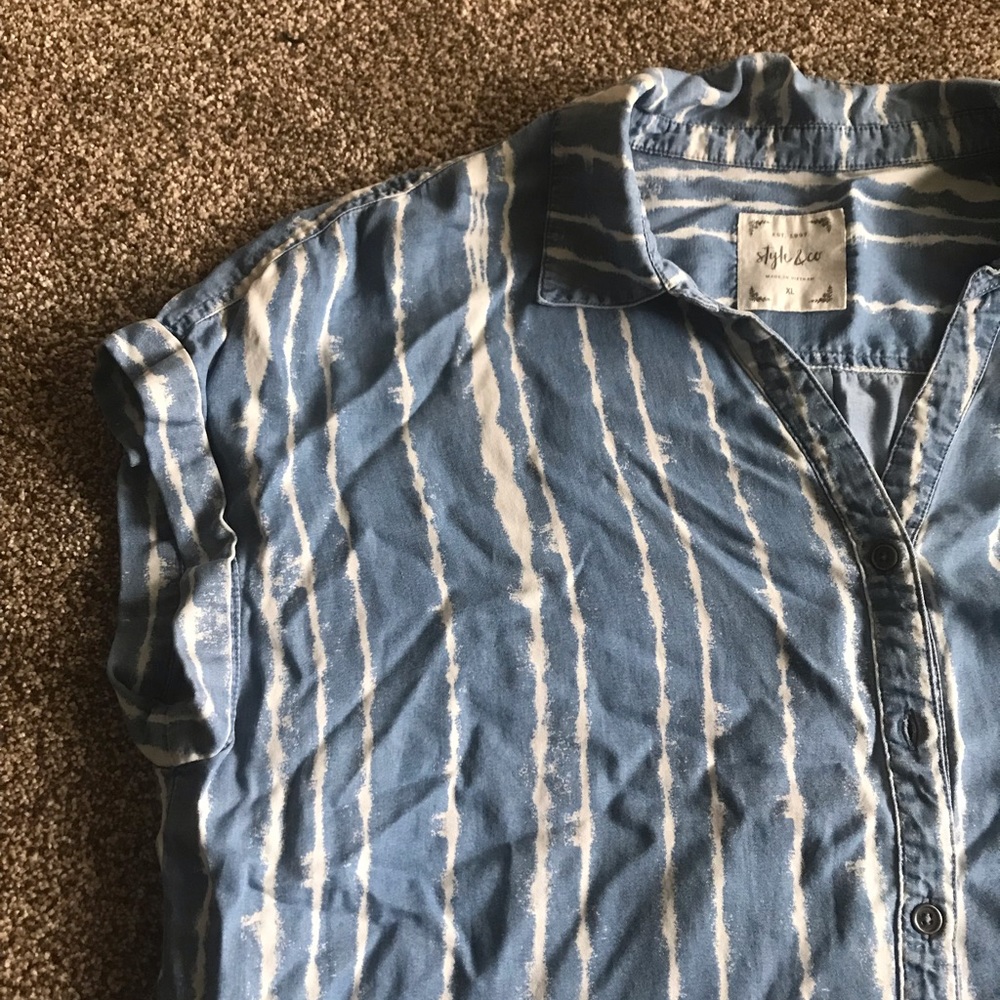 Blue stripe button up tunic